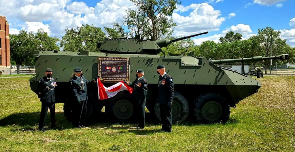 The dedication of a LAV III monument in Regina, Saskatchewan